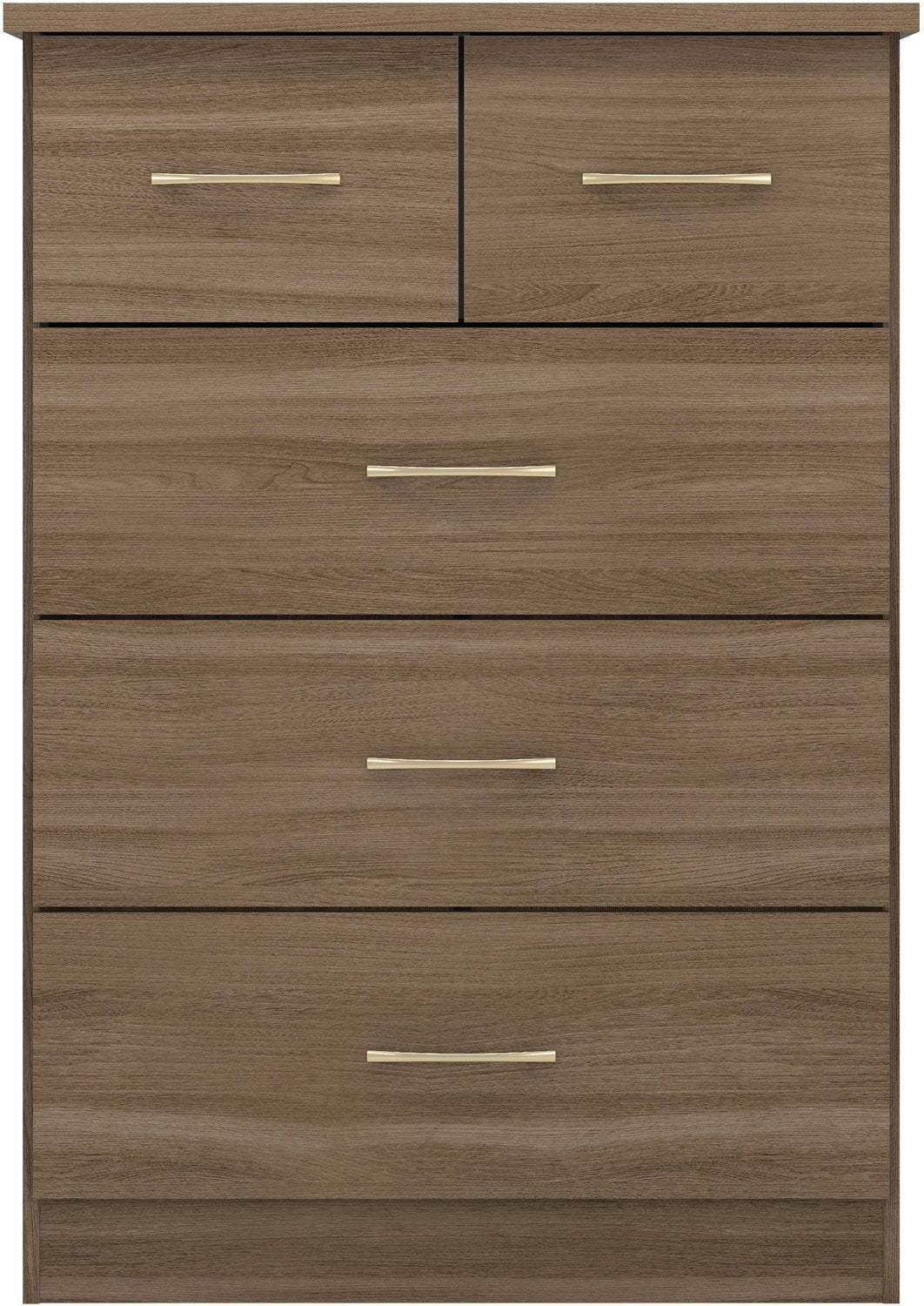 Nevada 3+2 Drawer Chest - Rustic Oak Effect