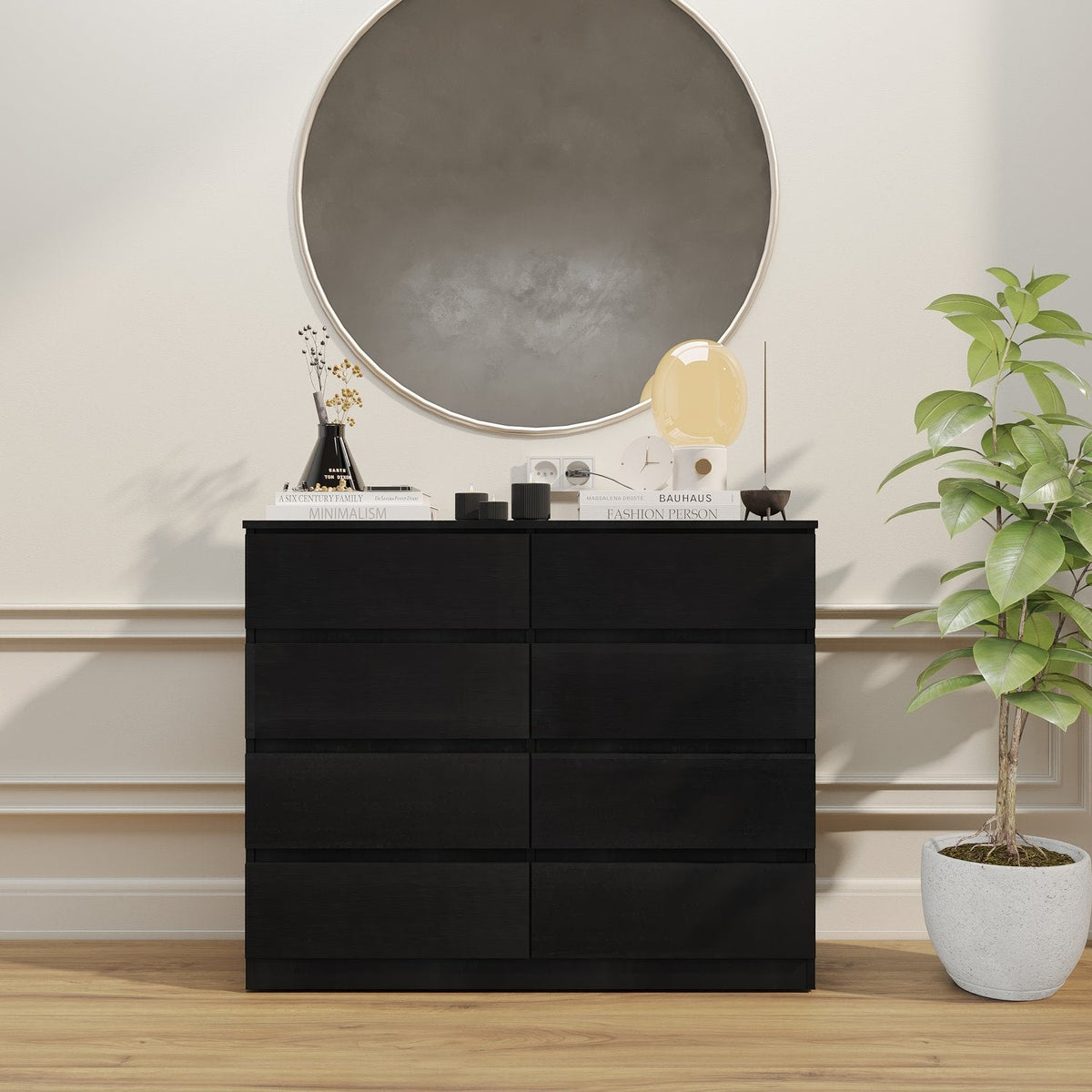 Malvern 8 Drawer Chest - Black