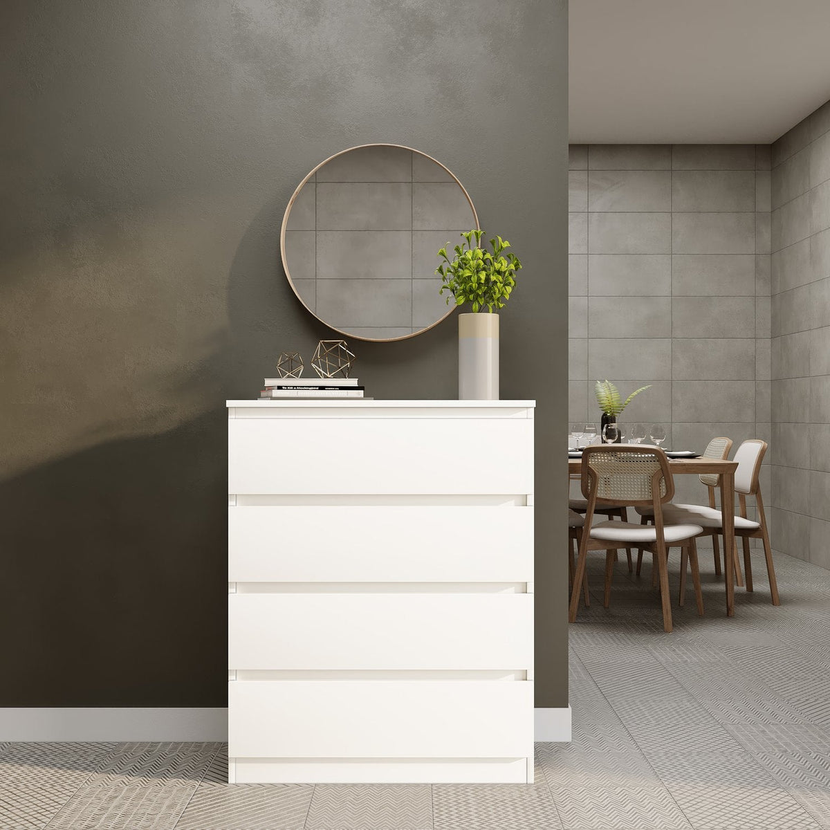 Malvern 4 Drawer Chest - White