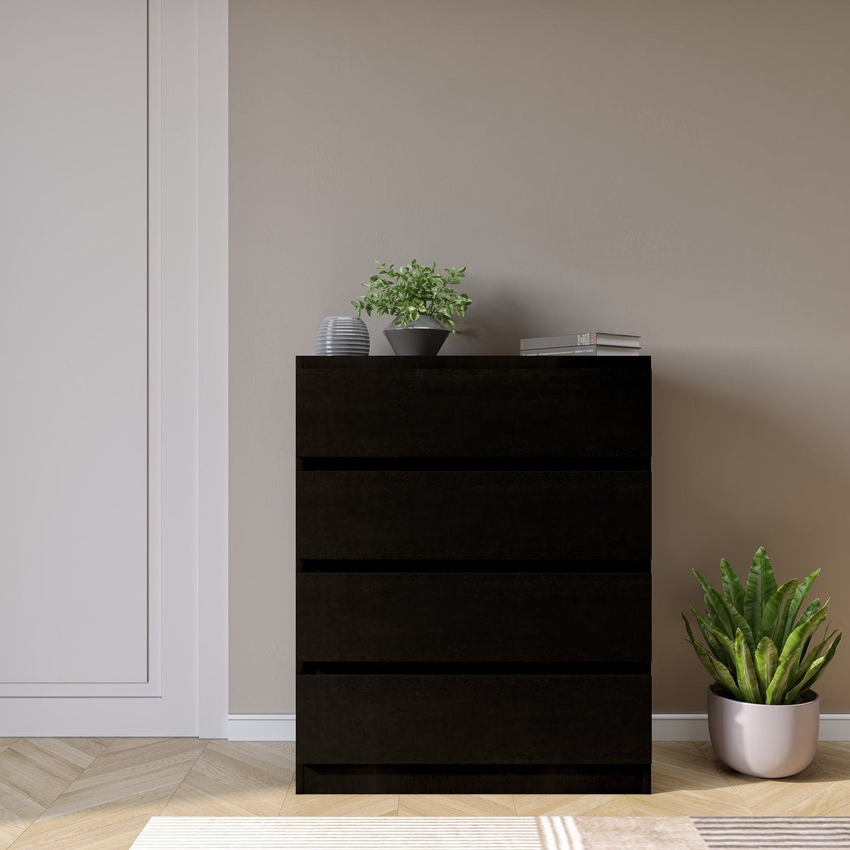 Malvern 4 Drawer Chest - Black
