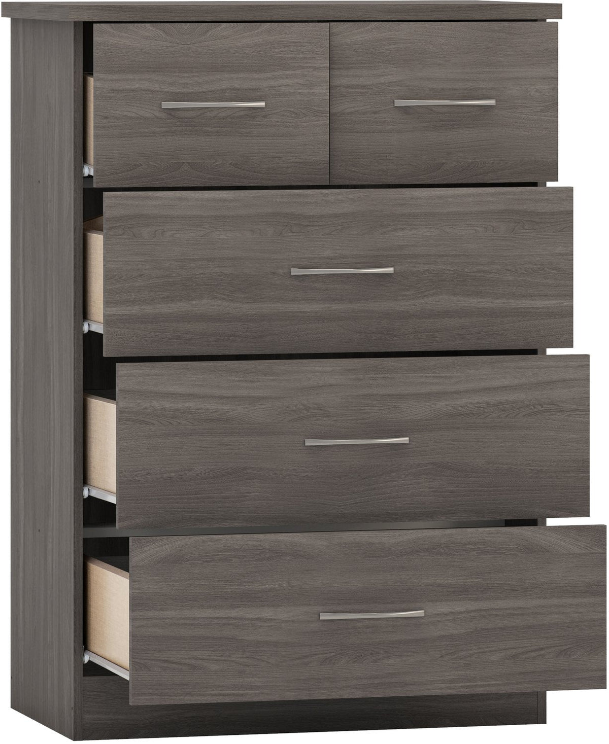 Nevada 3+2 Drawer Chest - Black Wood Grain