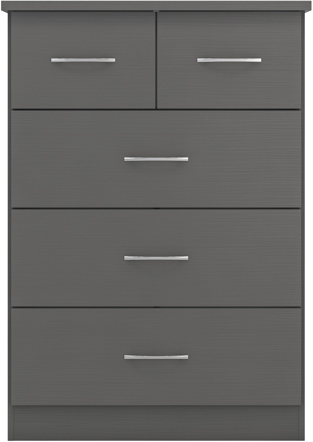 Nevada 3+2 Drawer Chest - 3D Effect Grey