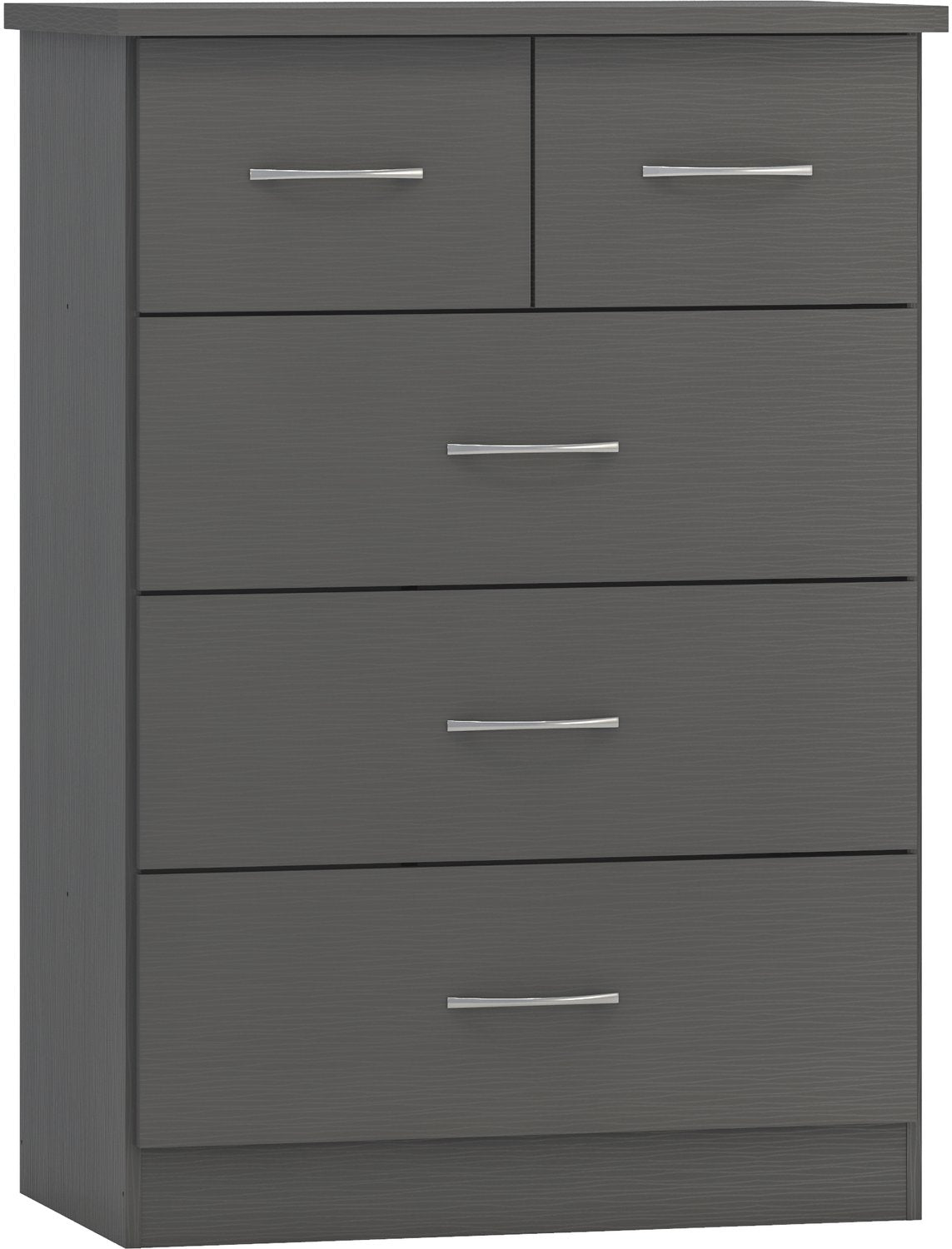 Nevada 3+2 Drawer Chest - 3D Effect Grey