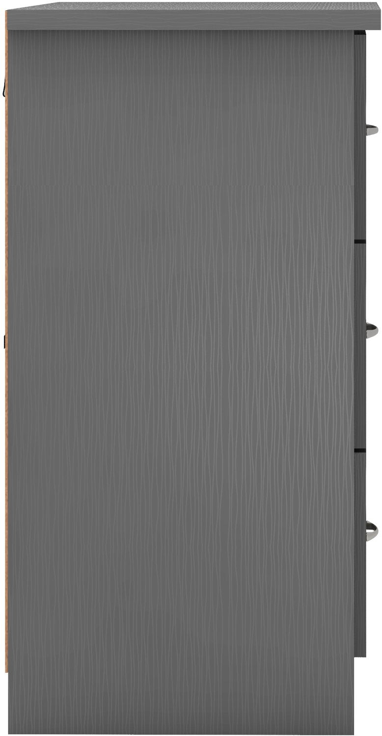 Nevada 6 Drawer Chest - 3D Effect Grey
