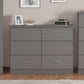 Nevada 6 Drawer Chest - 3D Effect Grey