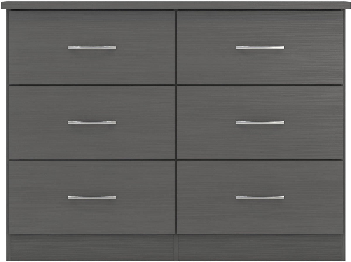Nevada 6 Drawer Chest - 3D Effect Grey