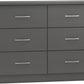 Nevada 6 Drawer Chest - 3D Effect Grey