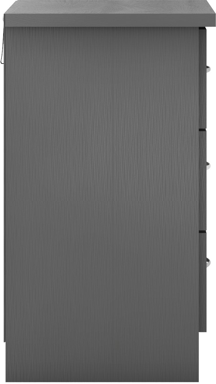 Nevada 3 Drawer Chest - 3D Effect Grey