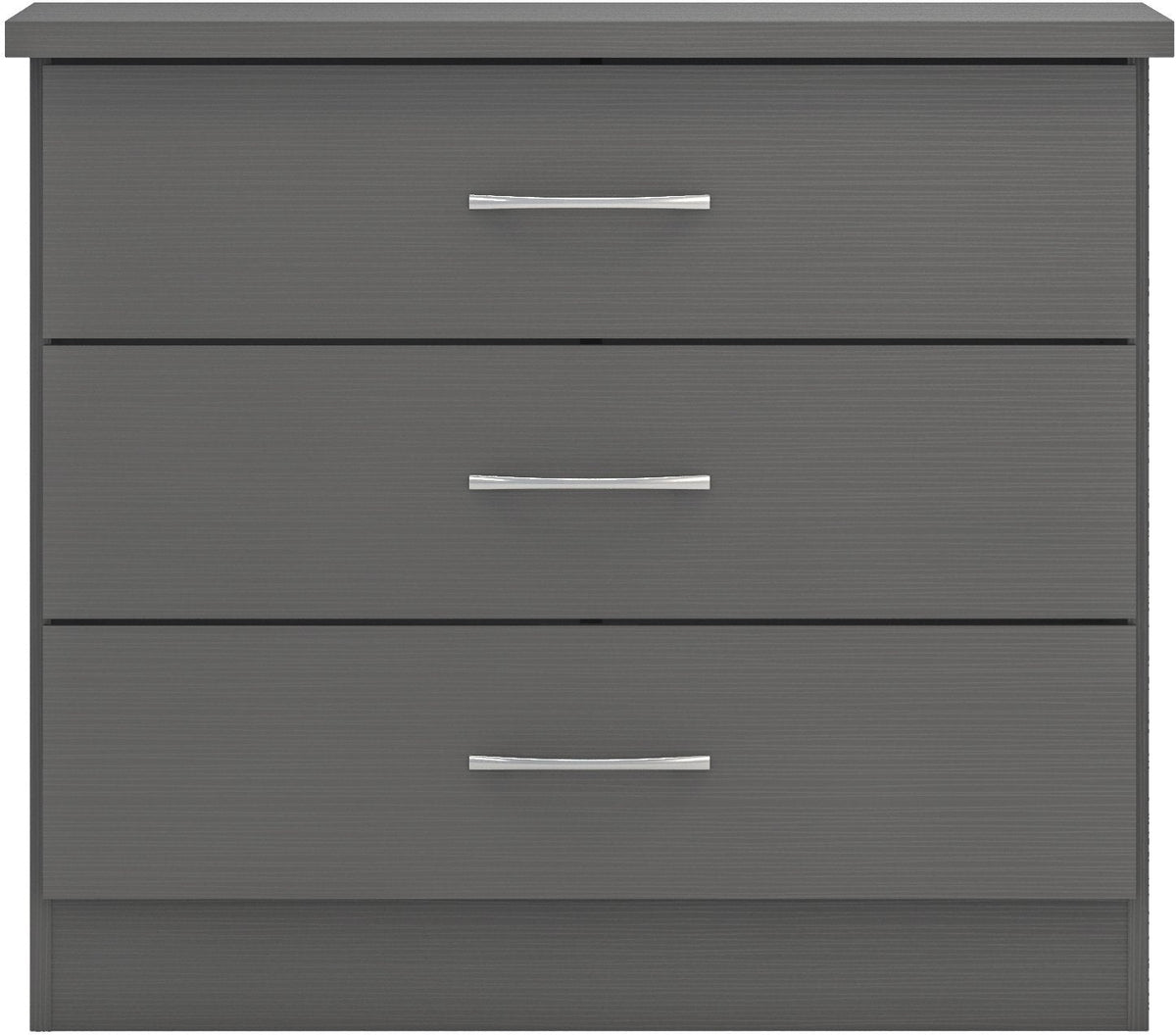 Nevada 3 Drawer Chest - 3D Effect Grey