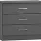 Nevada 3 Drawer Chest - 3D Effect Grey