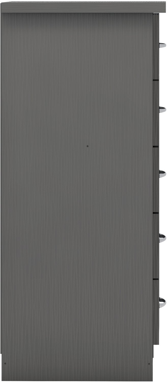 Nevada 5 Drawer Narrow Chest - 3D Effect Grey