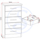 Nevada 5 Drawer Narrow Chest - 3D Effect Grey