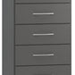 Nevada 5 Drawer Narrow Chest - 3D Effect Grey