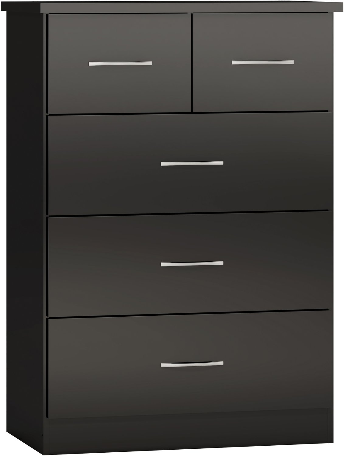 Nevada 3+2 Drawer Chest - Black Gloss