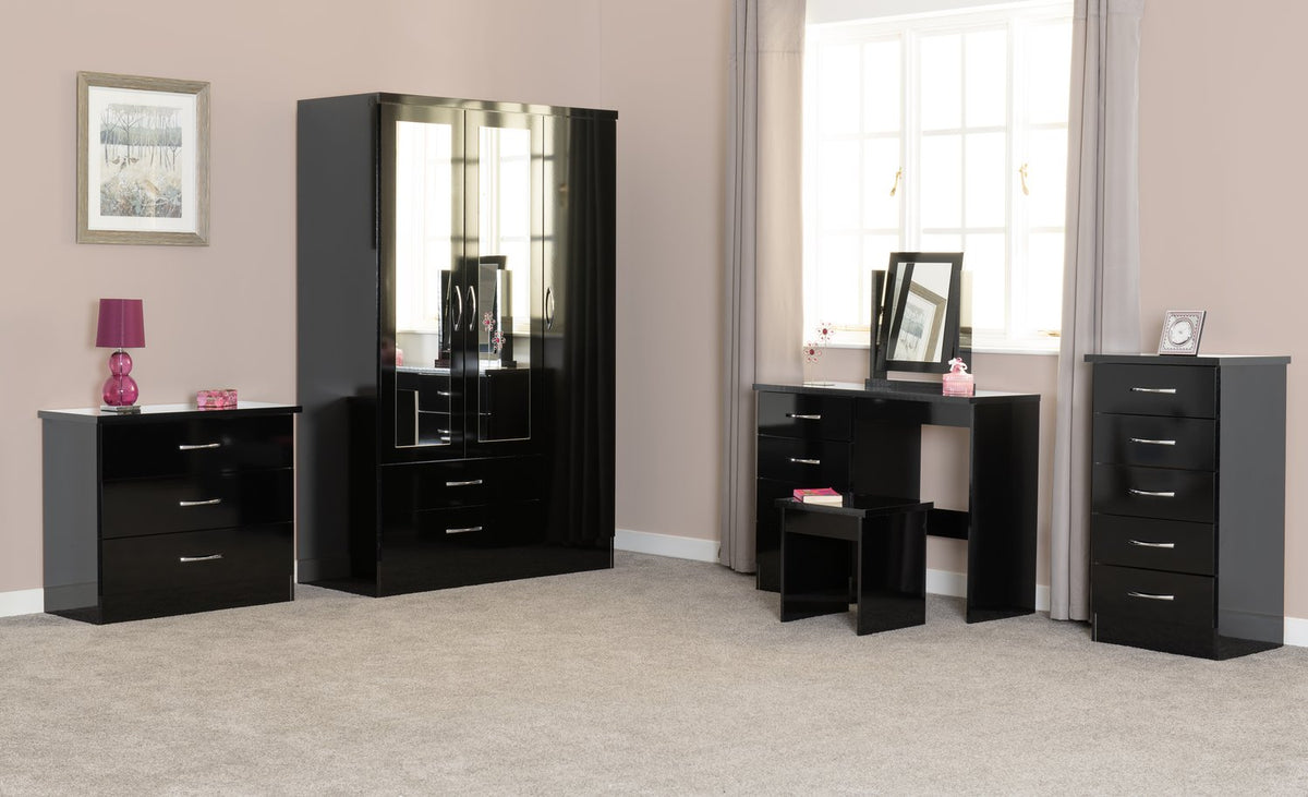 Nevada 3 Drawer Chest - Black Gloss