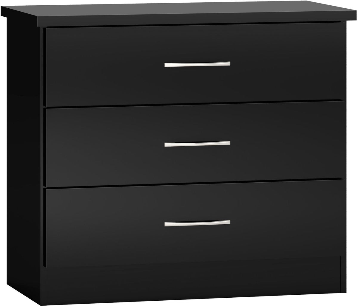 Nevada 3 Drawer Chest - Black Gloss