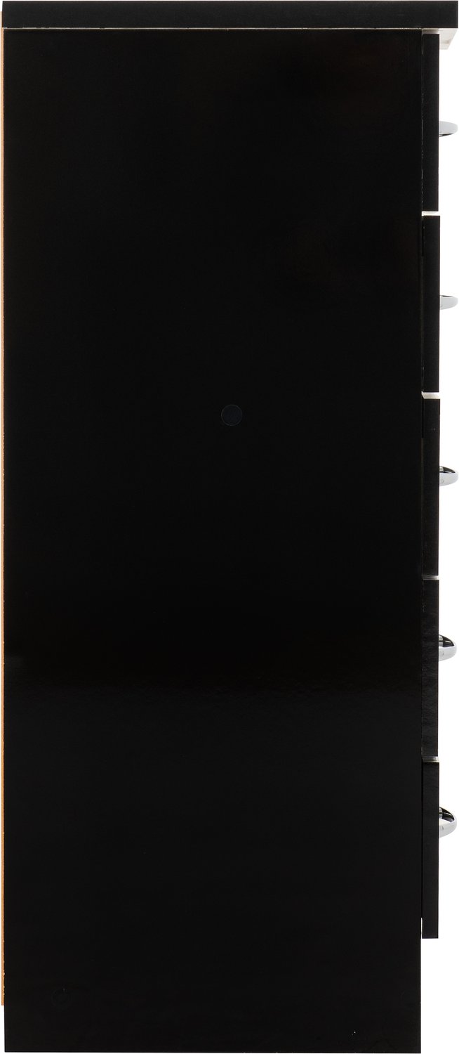 Nevada 5 Drawer Narrow Chest - Black Gloss