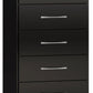 Nevada 5 Drawer Narrow Chest - Black Gloss