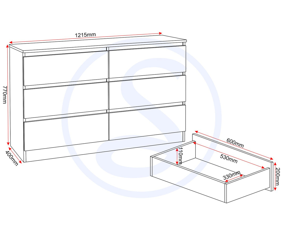 Malvern 6 Drawer Chest - Urban Snow