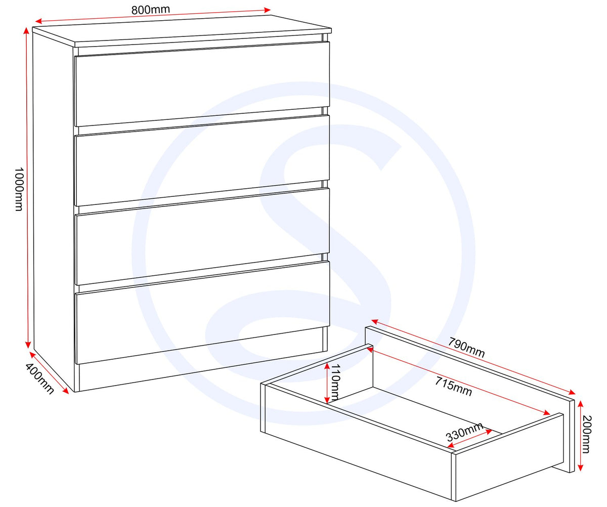 Malvern 4 Drawer Chest - Urban Snow