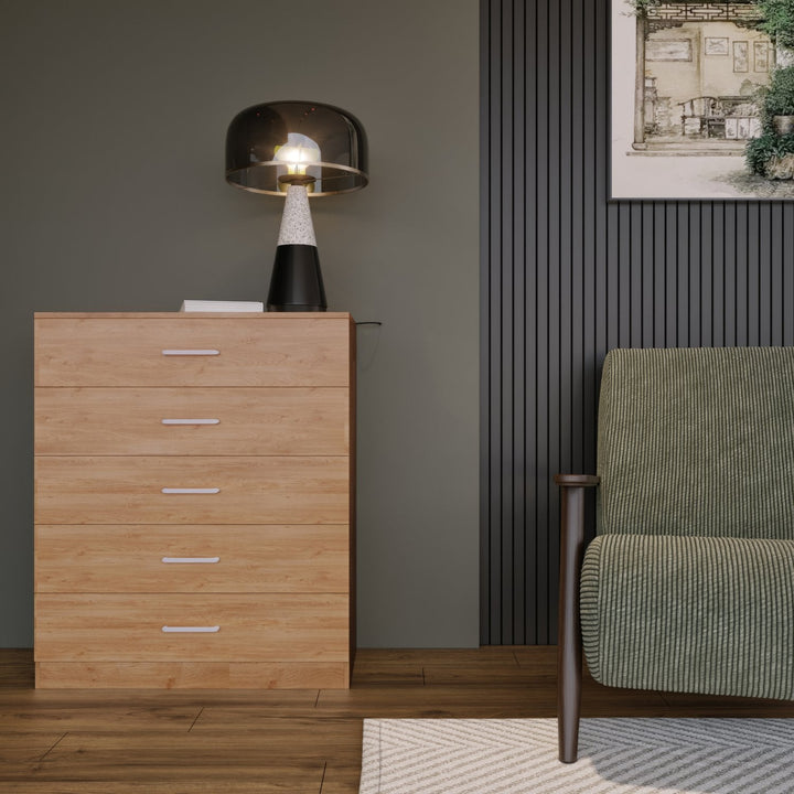 Dakota 5 Drawer Chest - Oak Effect