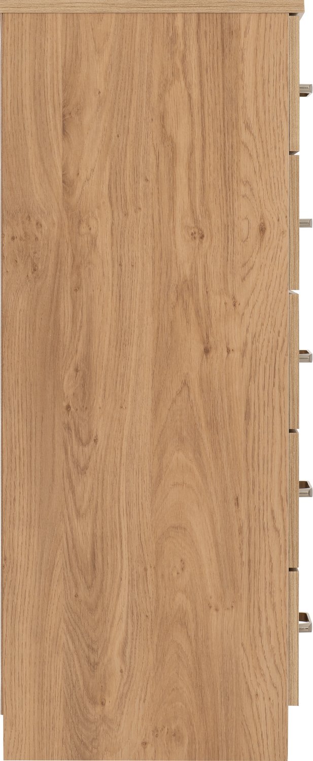 Dakota 5 Drawer Narrow Chest - Oak Effect