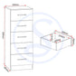 Dakota 5 Drawer Narrow Chest - Oak Effect
