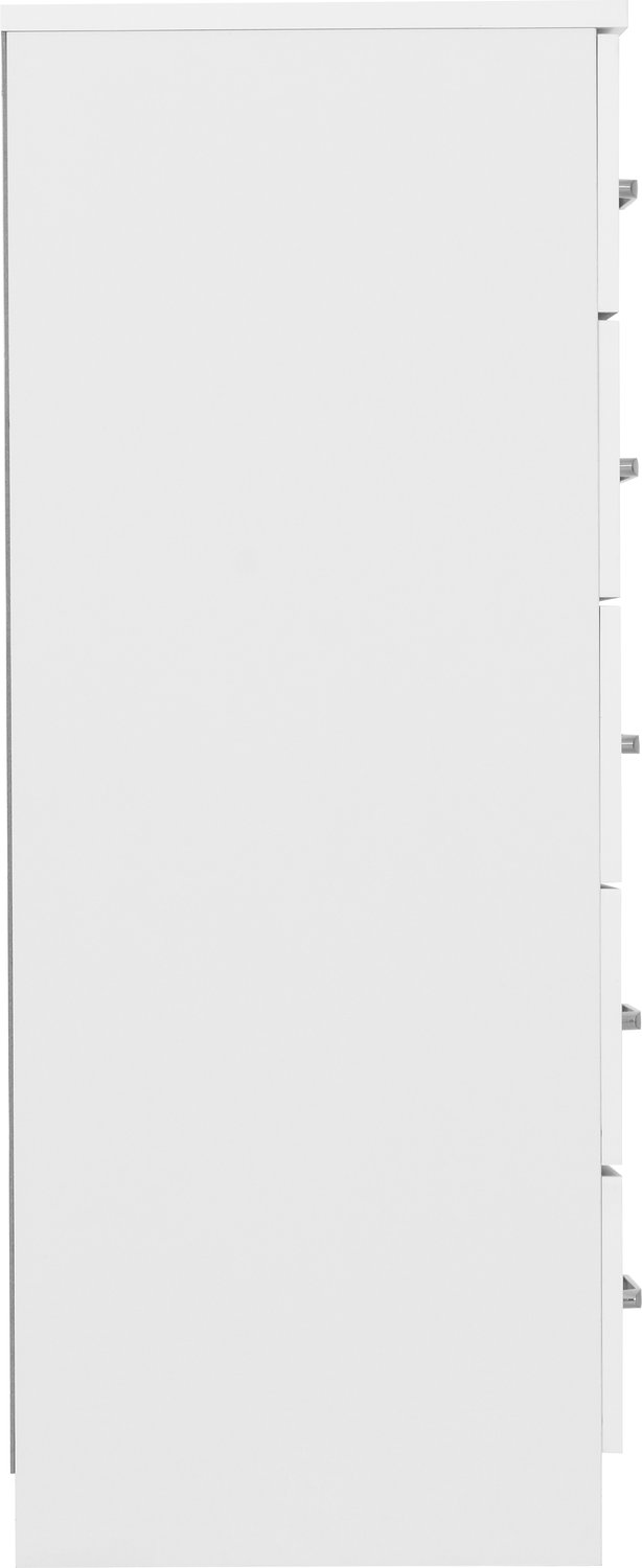 Dakota 5 Drawer Narrow Chest - White