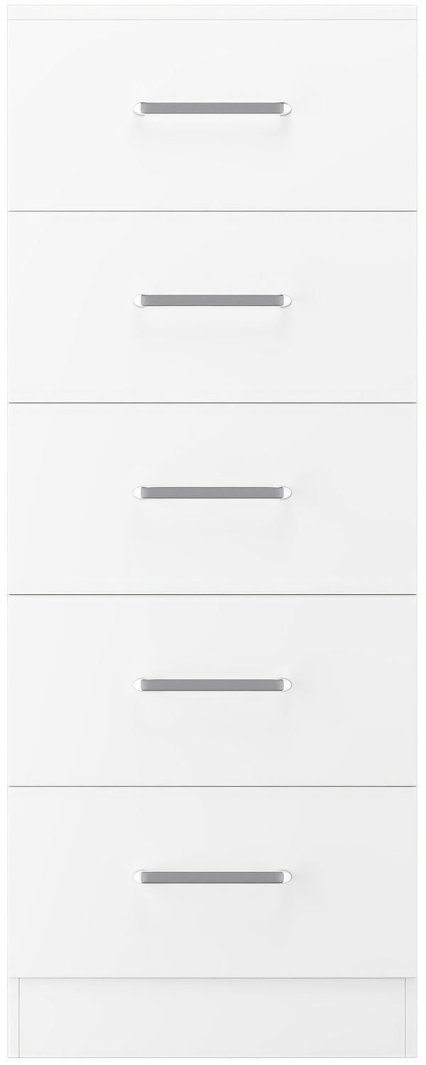 Dakota 5 Drawer Narrow Chest - White
