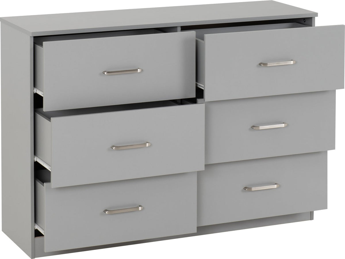 Dakota 6 Drawer Chest - Light Grey