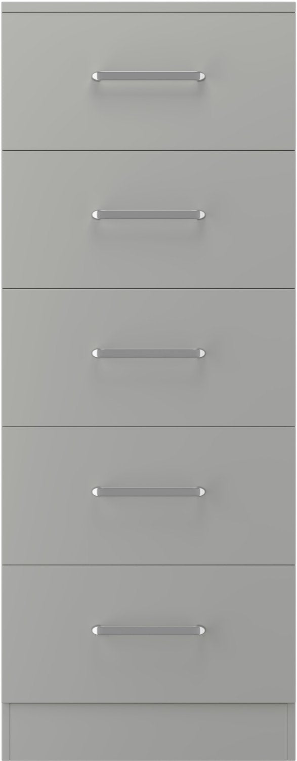 Dakota 5 Drawer Narrow Chest - Light Grey