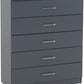 Dakota 5 Drawer Chest - Dark Grey