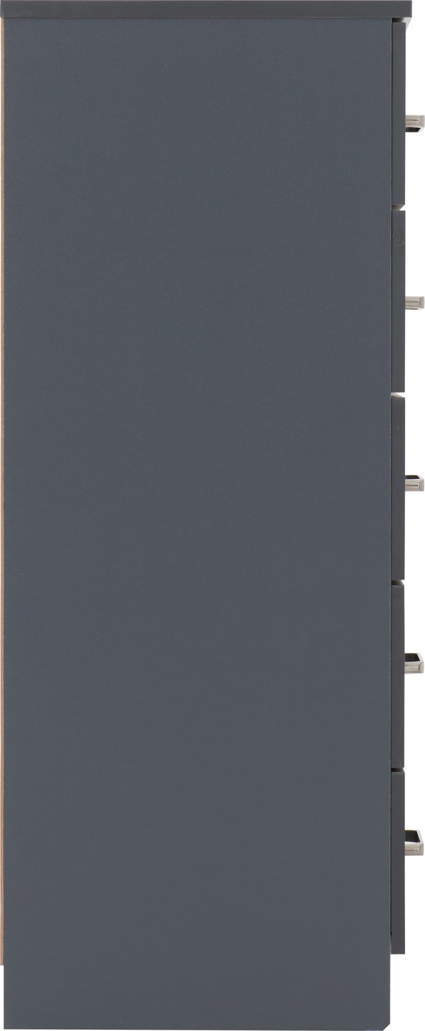 Dakota 5 Drawer Narrow Chest - Dark Grey