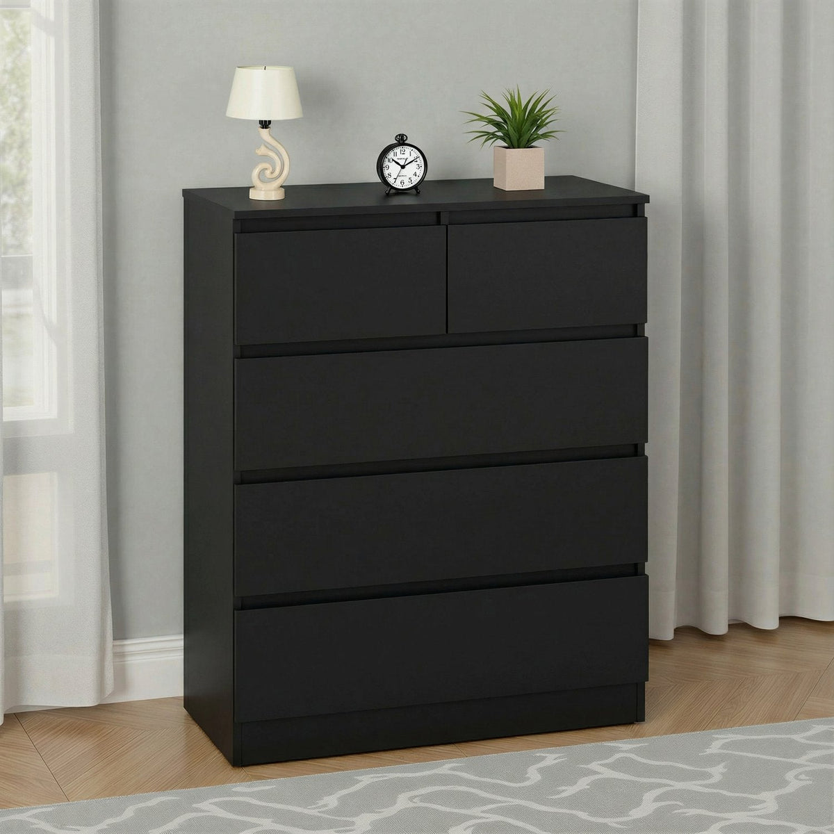 Malvern 3+2 Drawer Chest - Black