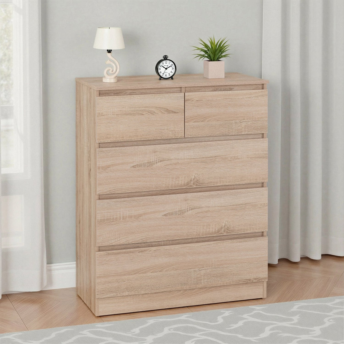 Malvern 3+2 Drawer Chest - Sonoma Oak Effect