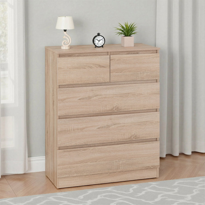 Malvern 3+2 Drawer Chest - Sonoma Oak Effect