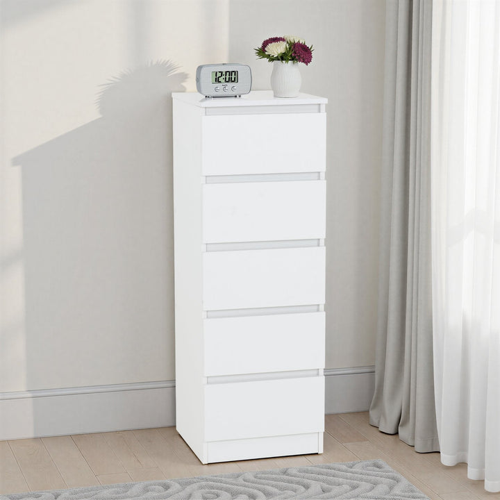 Malvern 5 Drawer Narrow Chest - White