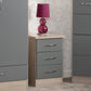 Nevada 3 Drawer Bedside - Grey Gloss/Light Oak Effect Veneer