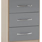 Nevada 3 Drawer Bedside - Grey Gloss/Light Oak Effect Veneer