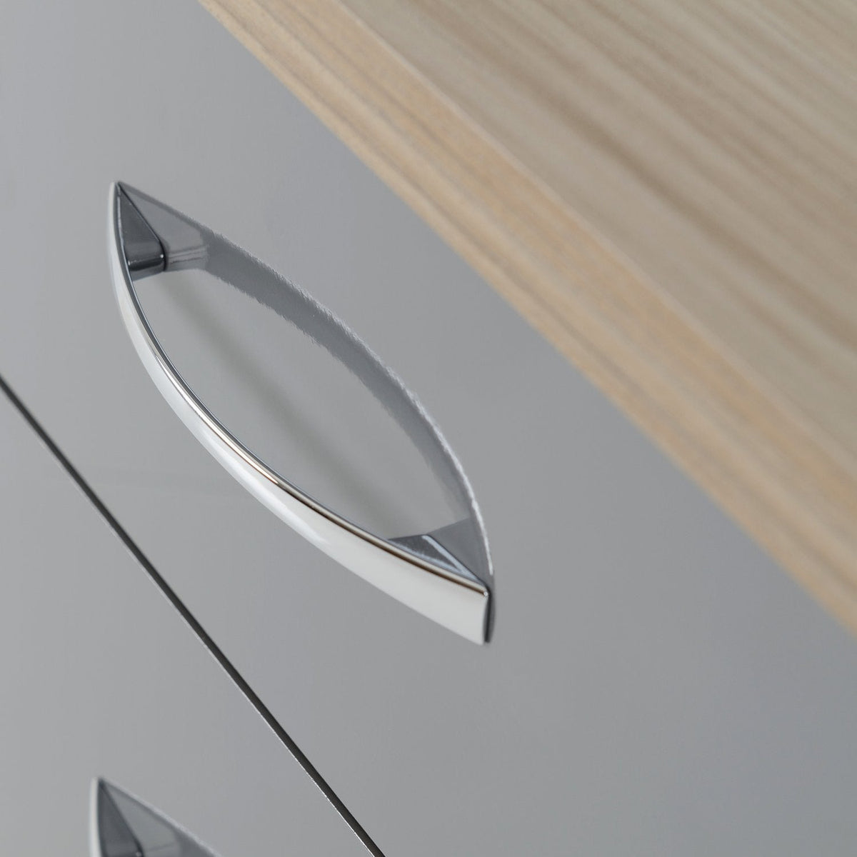 Nevada 2 Drawer Bedside - Grey Gloss/Light Oak Effect Veneer