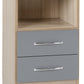 Nevada 2 Drawer Bedside - Grey Gloss/Light Oak Effect Veneer