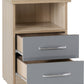 Nevada 2 Drawer Bedside - Grey Gloss/Light Oak Effect Veneer