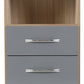 Nevada 2 Drawer Bedside - Grey Gloss/Light Oak Effect Veneer