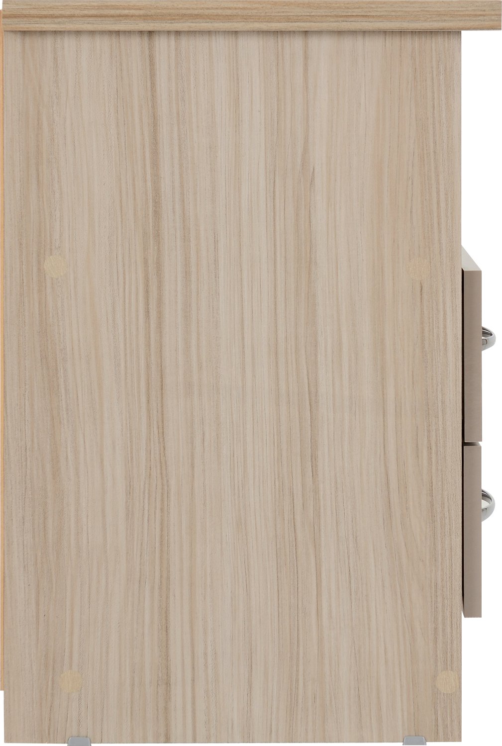 Nevada 2 Drawer Bedside - Oyster Gloss/Light Oak Effect Veneer