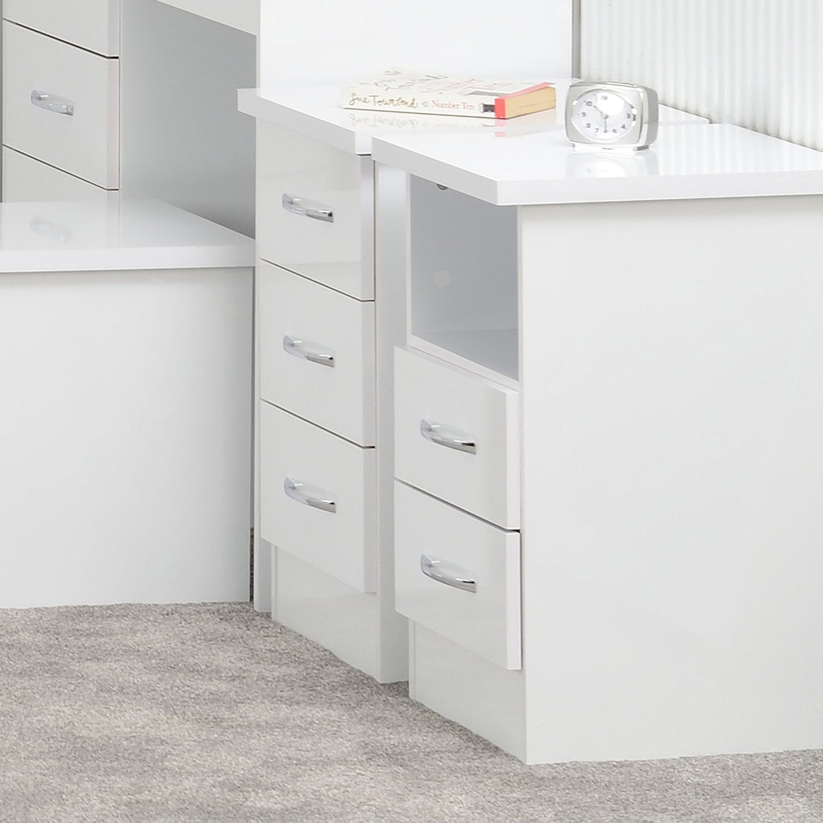 Nevada 2 Drawer Bedside - White Gloss