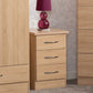 Nevada 3 Drawer Bedside - Sonoma Oak Effect