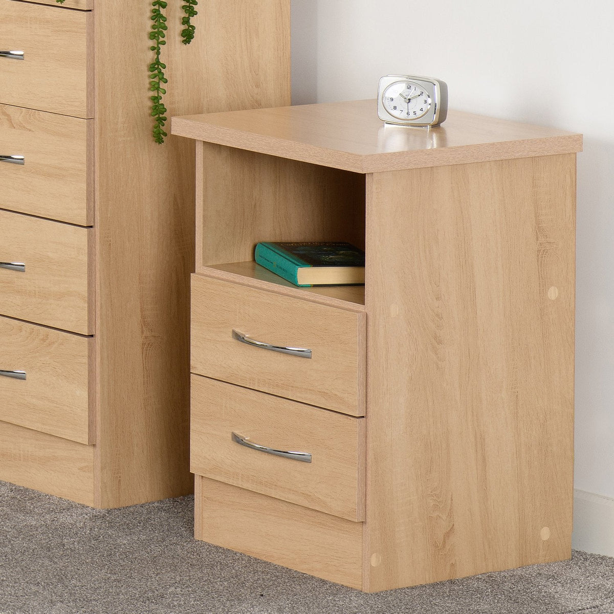 Nevada 2 Drawer Bedside - Sonoma Oak Effect
