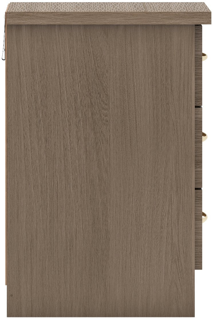Nevada 3 Drawer Bedside - Rustic Oak Effect