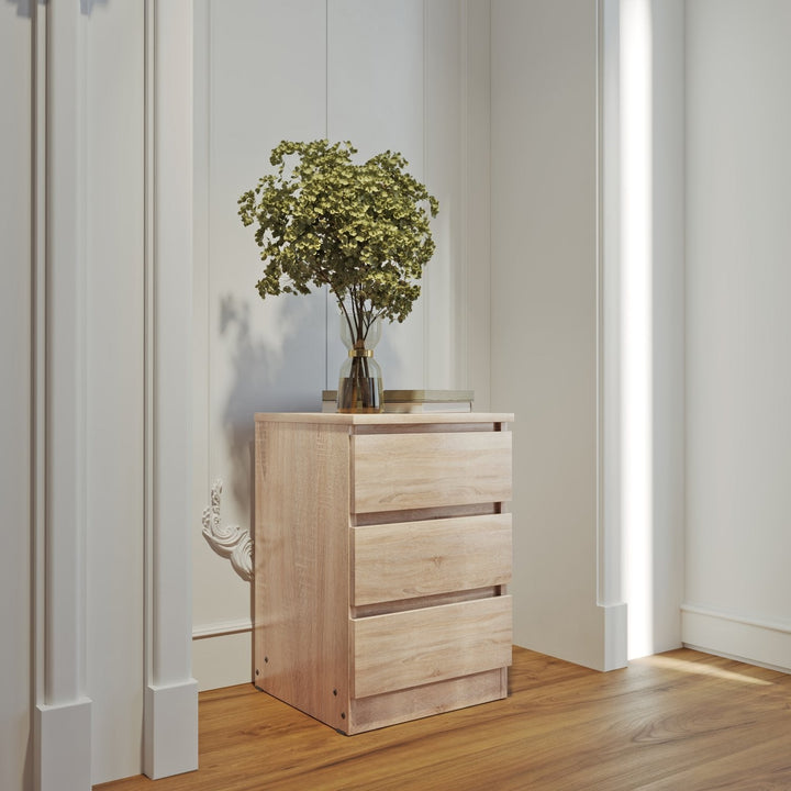 Malvern 3 Drawer Bedside - Sonoma Oak Effect