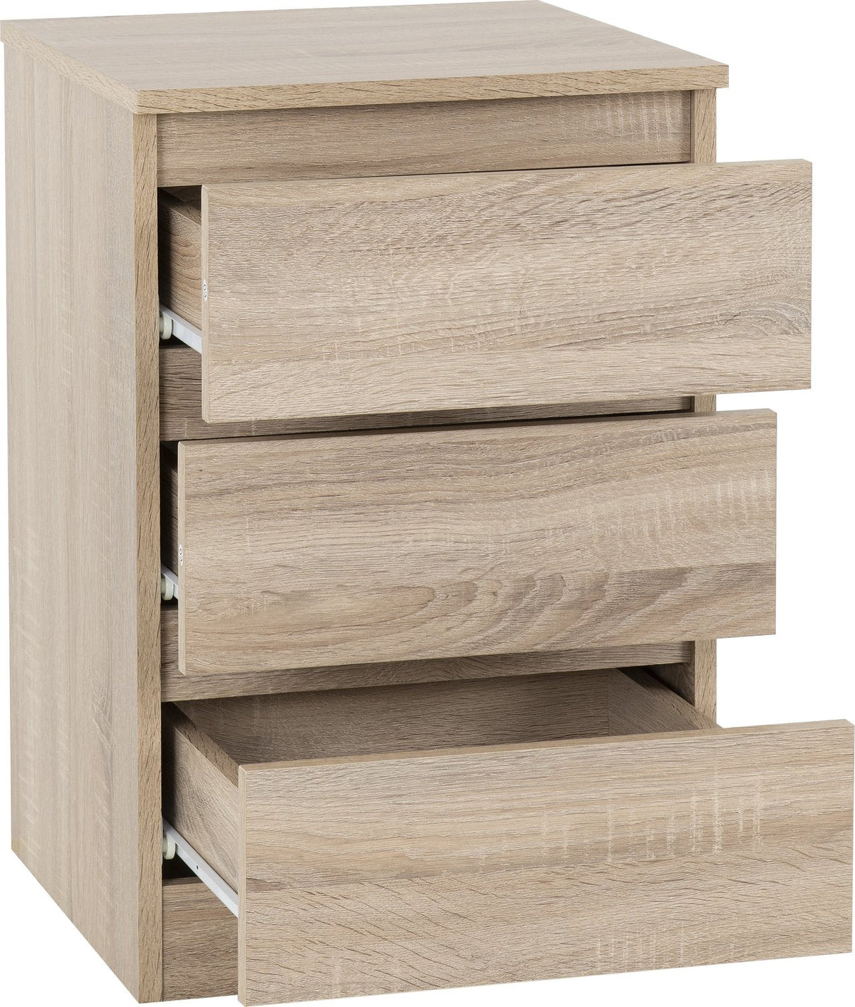 Malvern 3 Drawer Bedside - Sonoma Oak Effect